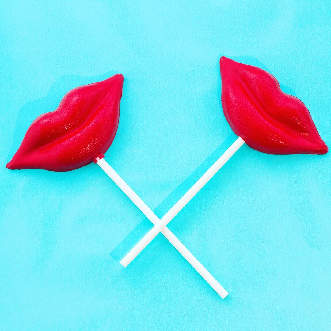 Lollipops in a lip shape made out of actual lipstick